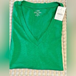 NWT J. Crew Bright Green V-Neck Tee, size S